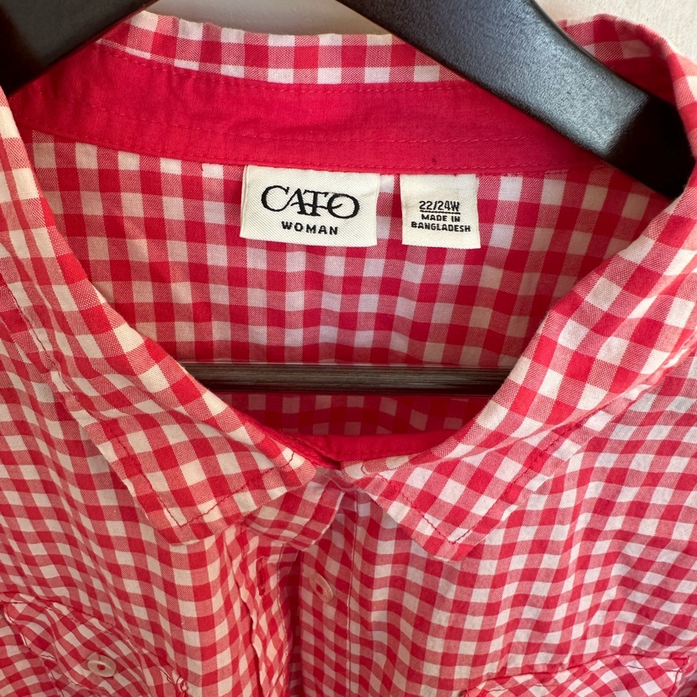 CATO Red Gingham Button Down Shirt Plus Size - image 3
